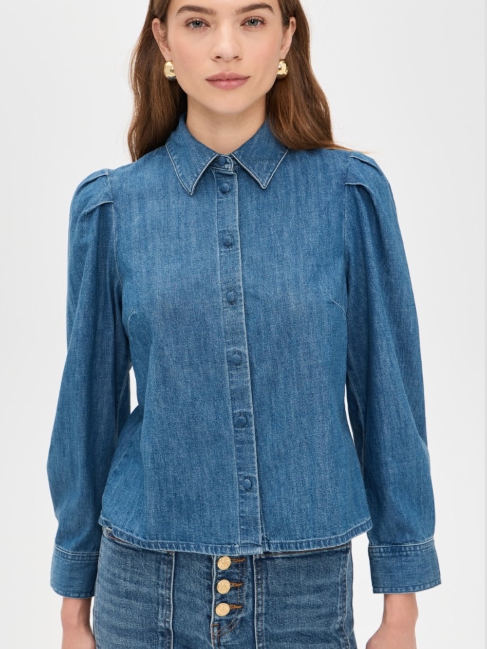 Madewell Puff Sleeve Shirt Petersburg Wash Statement Denim shirt
